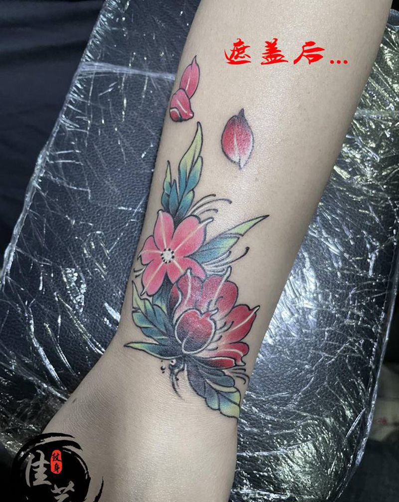 樱花纹身图片_手臂纹身图案
