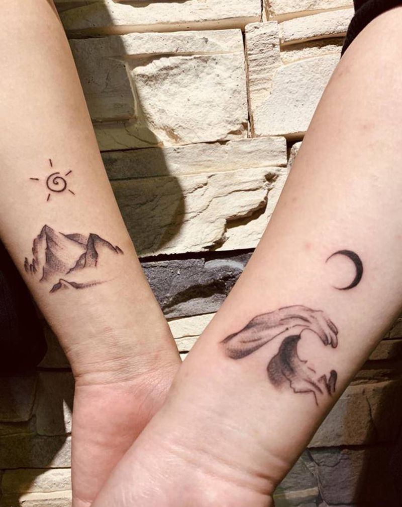 情侣纹身纹身图片_手臂几何情侣纹身图案