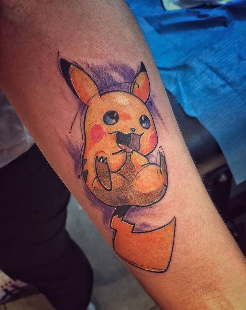 皮卡丘纹身图片_手臂New School纹身图案