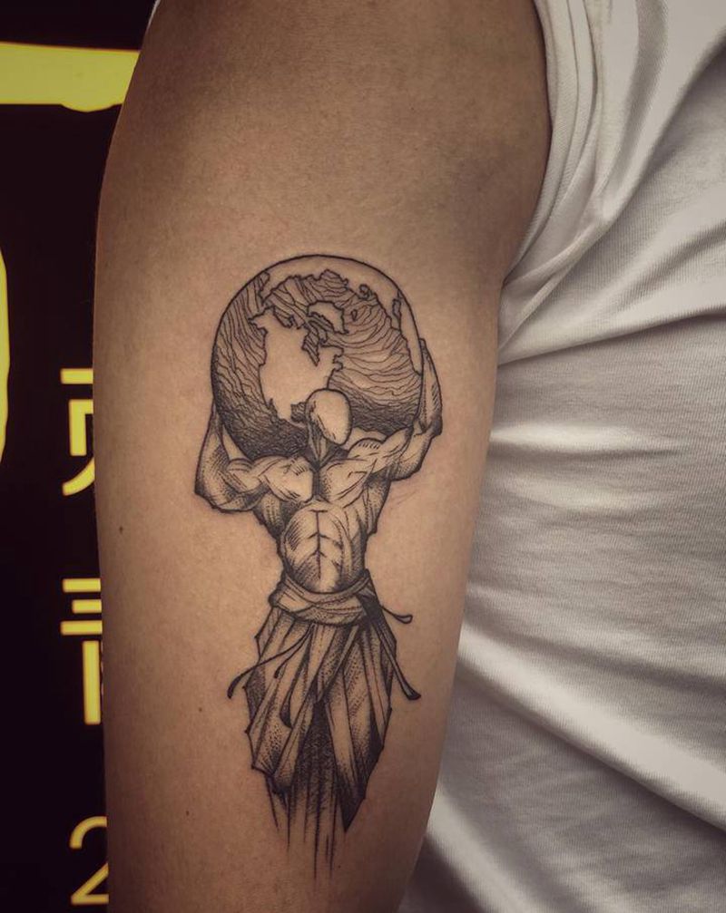 巨人纹身图片_手臂几何纹身图案