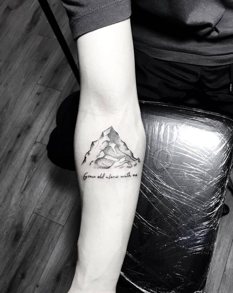 山纹身图片_手臂点刺纹身图案