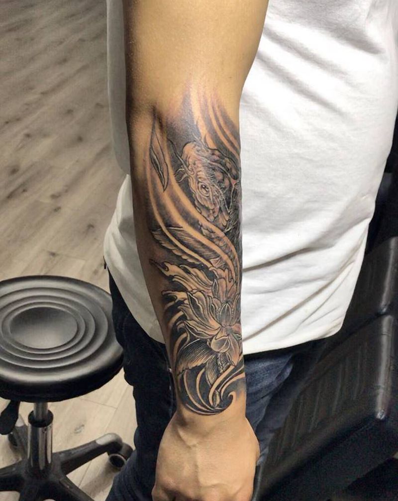 遮盖小臂疤痕纹身图片_手臂新传统纹身图案
