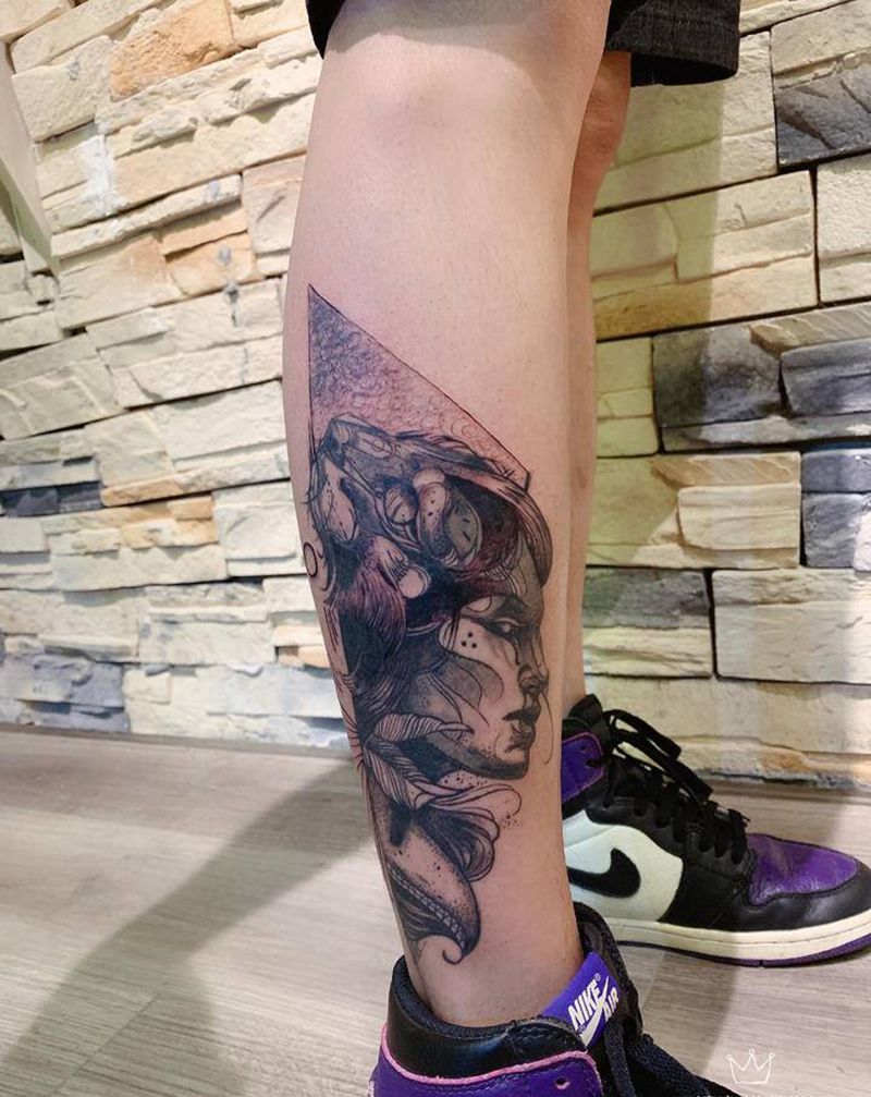 欧美纹身图片_腿部欧美写实欧美纹身图案