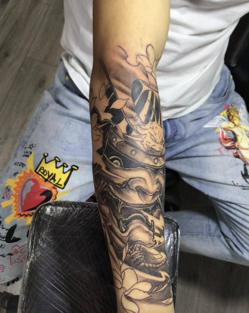 武士纹身图片_手臂新传统纹身图案