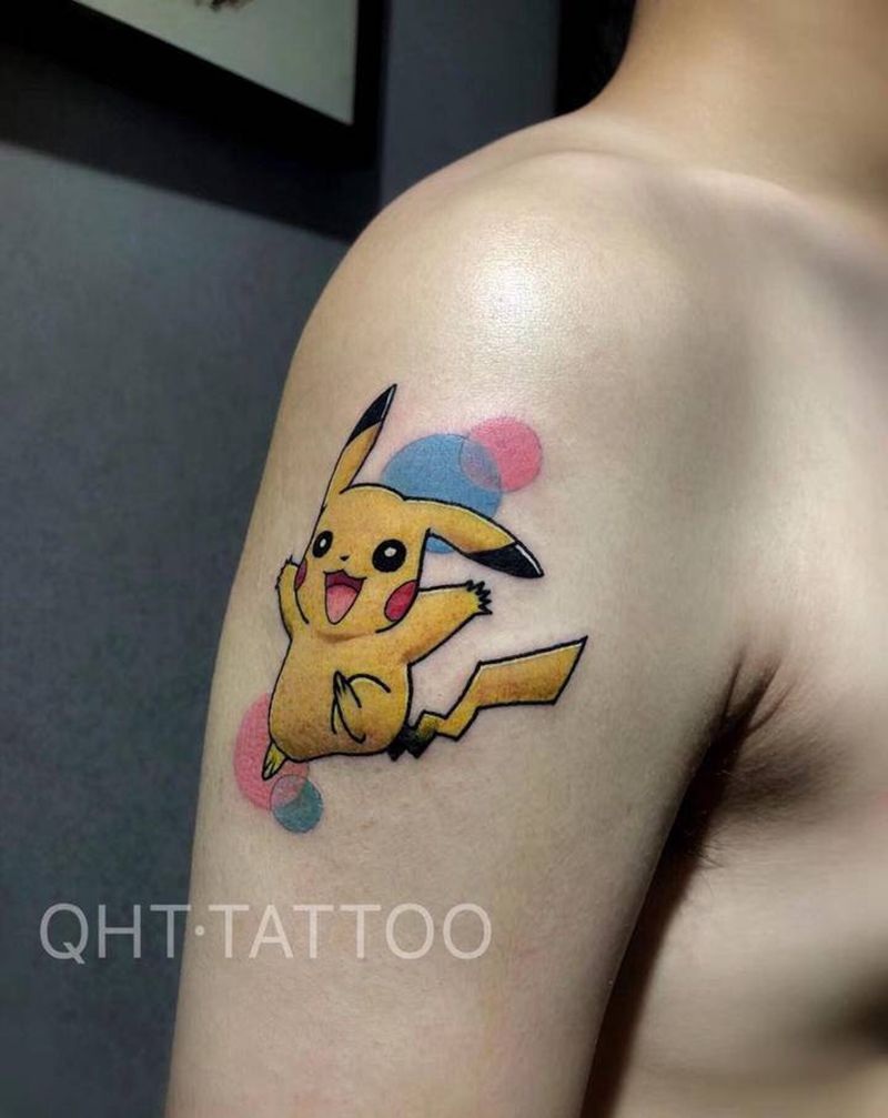 皮卡丘纹身图片_手臂新传统纹身图案