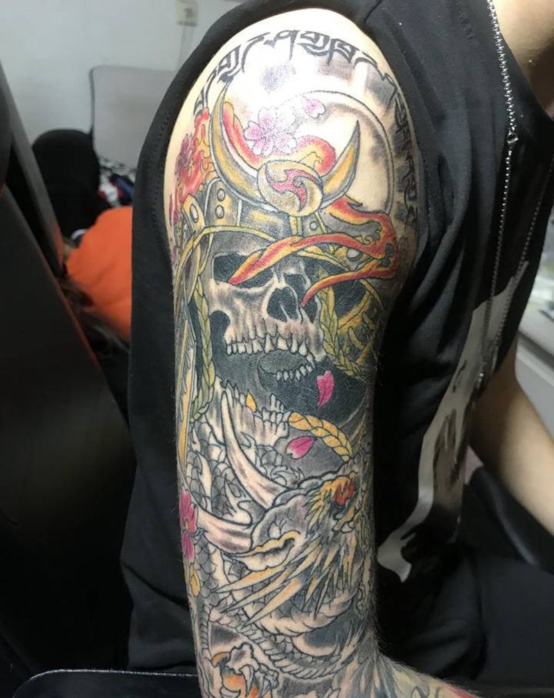 花臂纹身图片_手臂新传统纹身图案