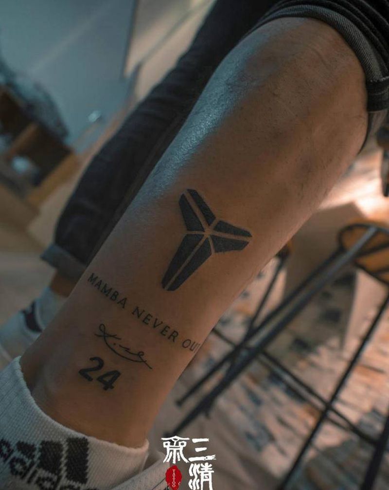 科比纹身纹身图片_腿部科比纹身图案