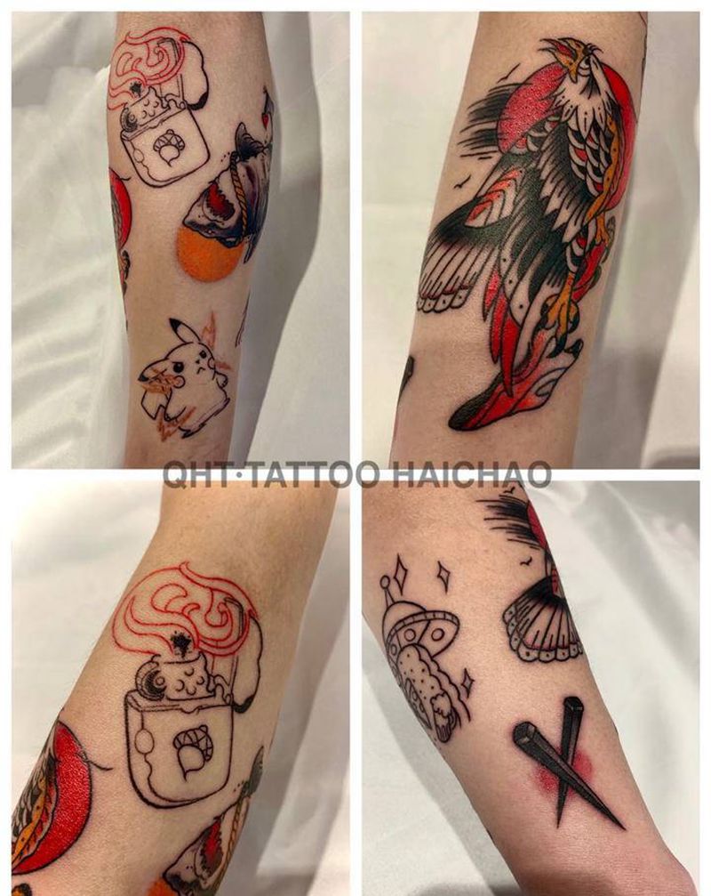 school拼接纹身图片_Old School纹身图案