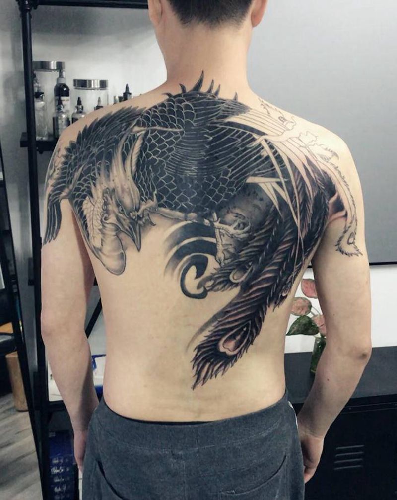 遮盖后背旧图纹身图片_背部新传统纹身图案