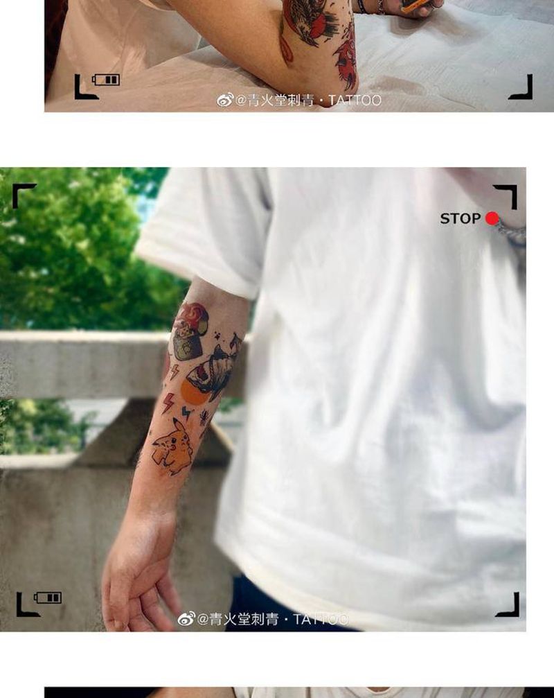 拼接纹身图片_手臂Old School纹身图案