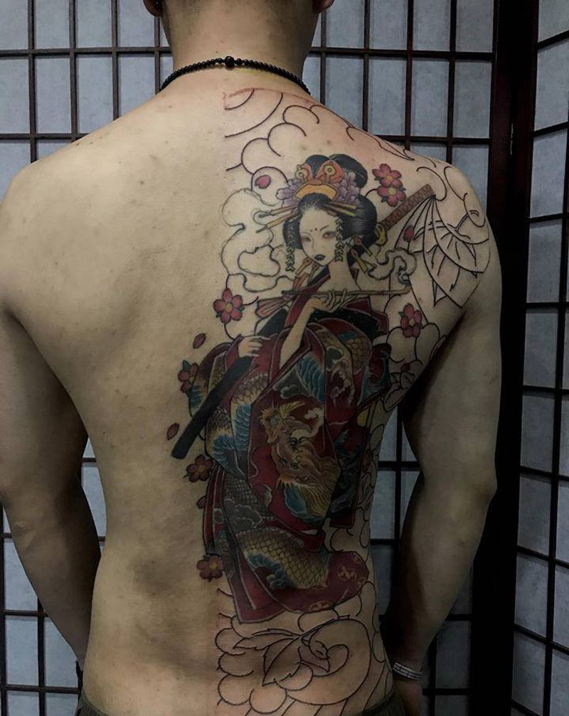 艺妓纹身图片_老传统纹身图案