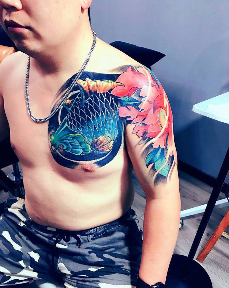 半甲纹身图片_手臂新传统纹身图案