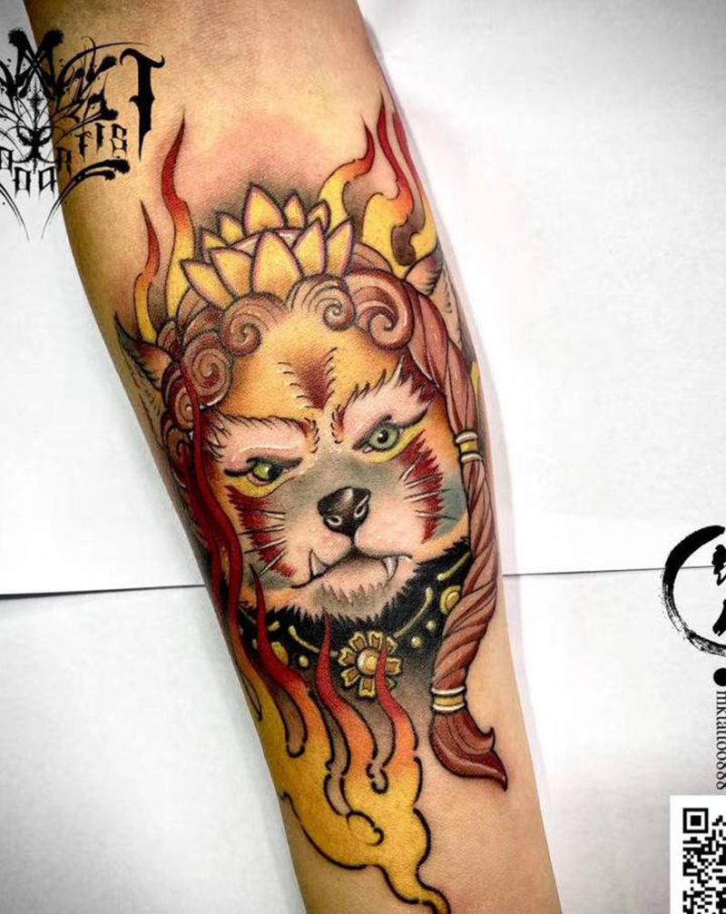 小浣熊纹身图片_手臂New School纹身图案