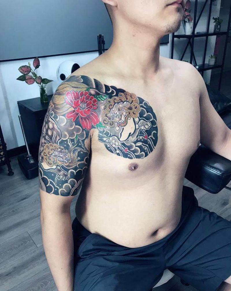 半甲纹身图片_手臂老传统纹身图案