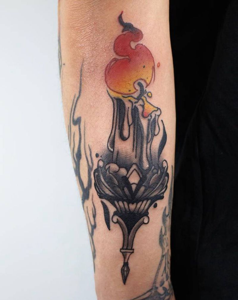 火烛纹身图片_New School纹身图案