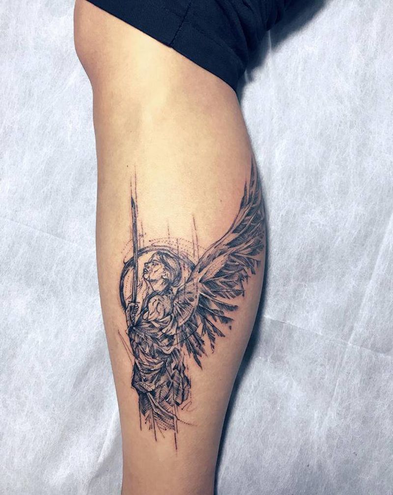 战纹身图片_腿部纹身图案