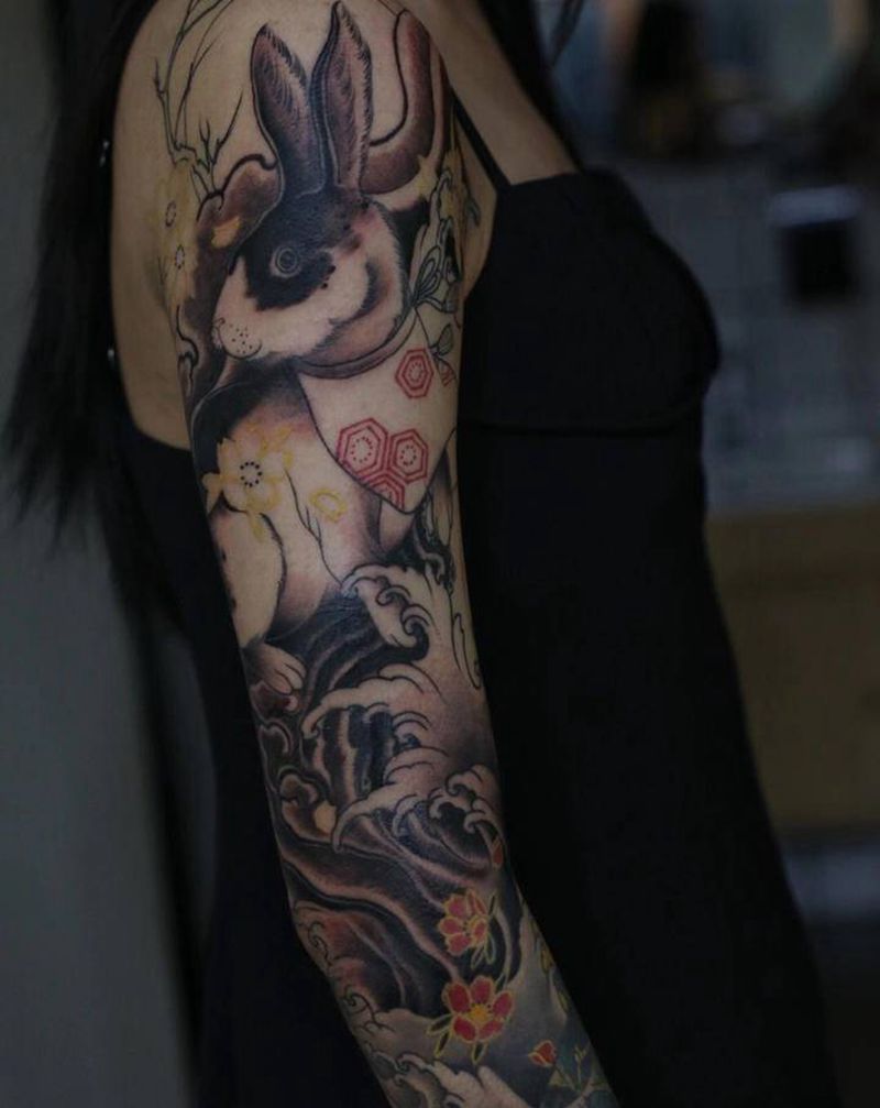 通臂纹身图片_手臂新传统纹身图案