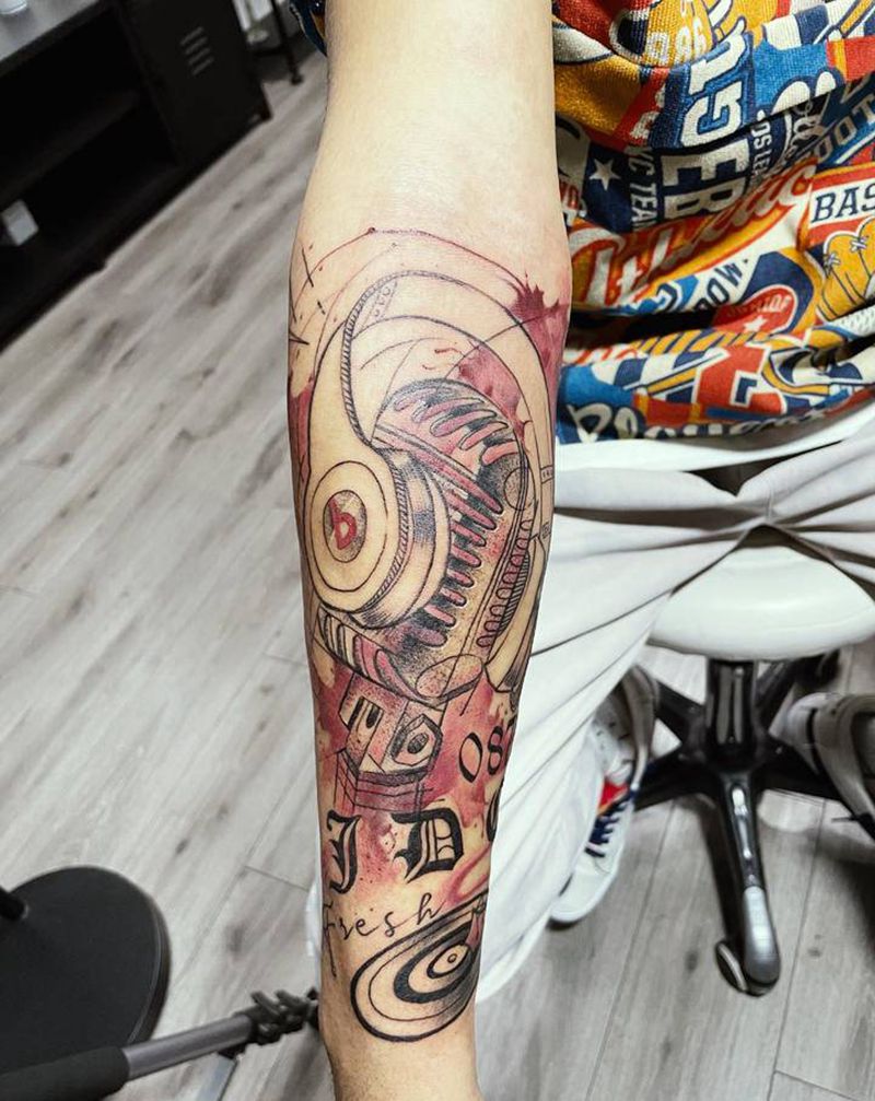 小臂纹身图片_手臂水彩纹身图案