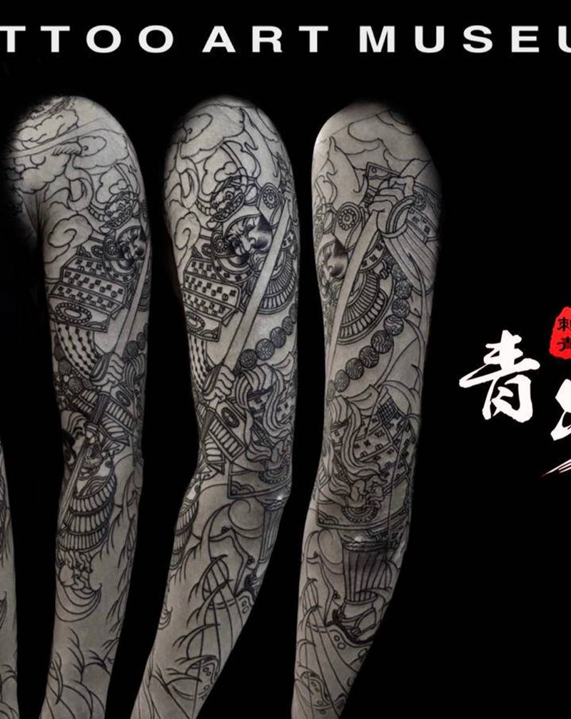 日式花臂纹身图片_手臂老传统纹身图案