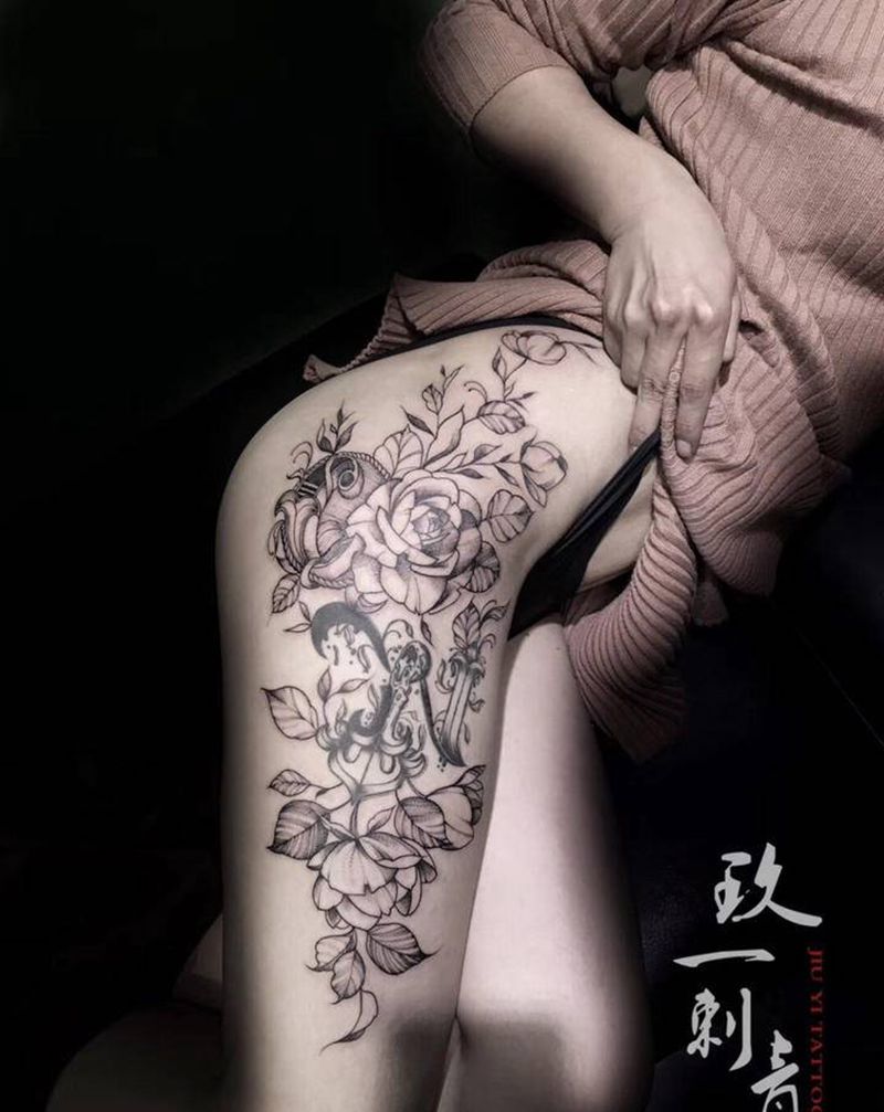 腿纹身图片_腿部纹身图案