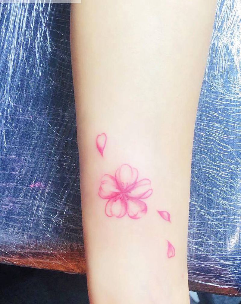 樱花纹身图片_小清新纹身图案