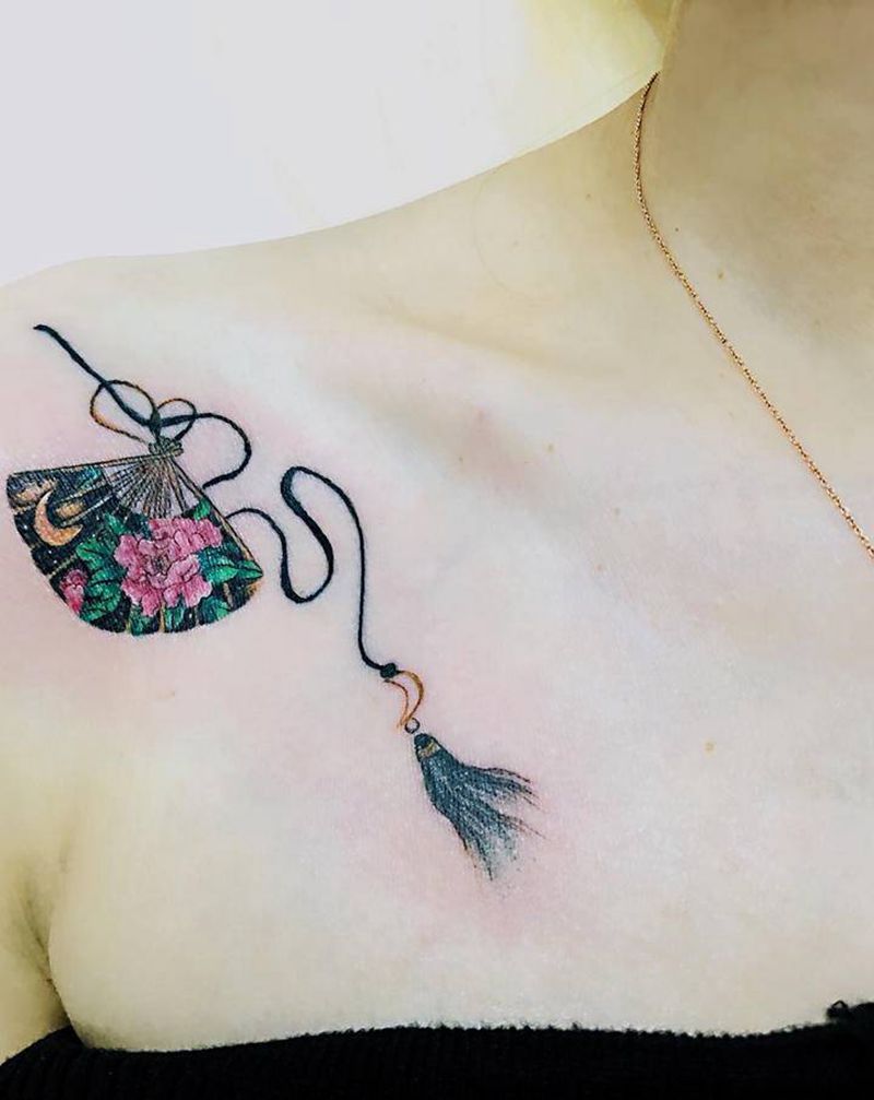 和风扇子纹身图片_小清新纹身图案