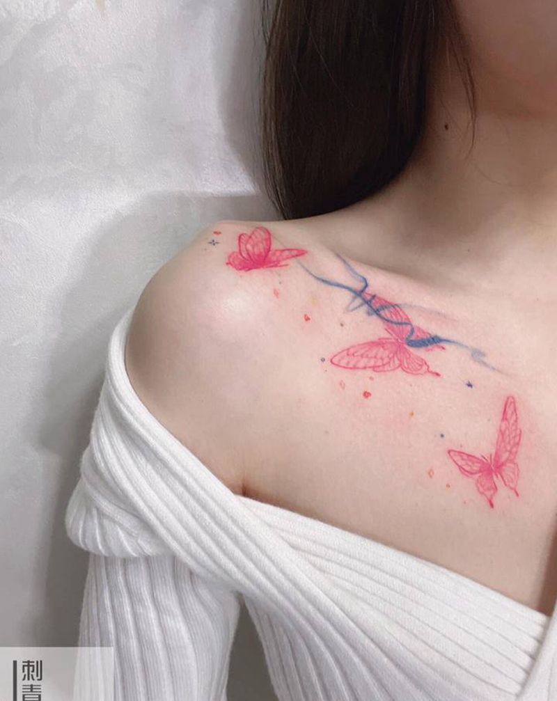 蝴蝶纹身图片_小清新纹身图案