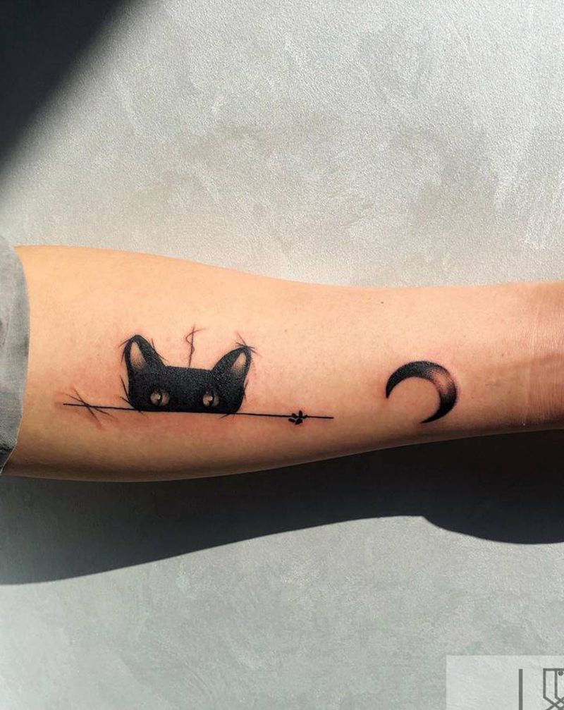 猫咪纹身图片_手臂纹身图案