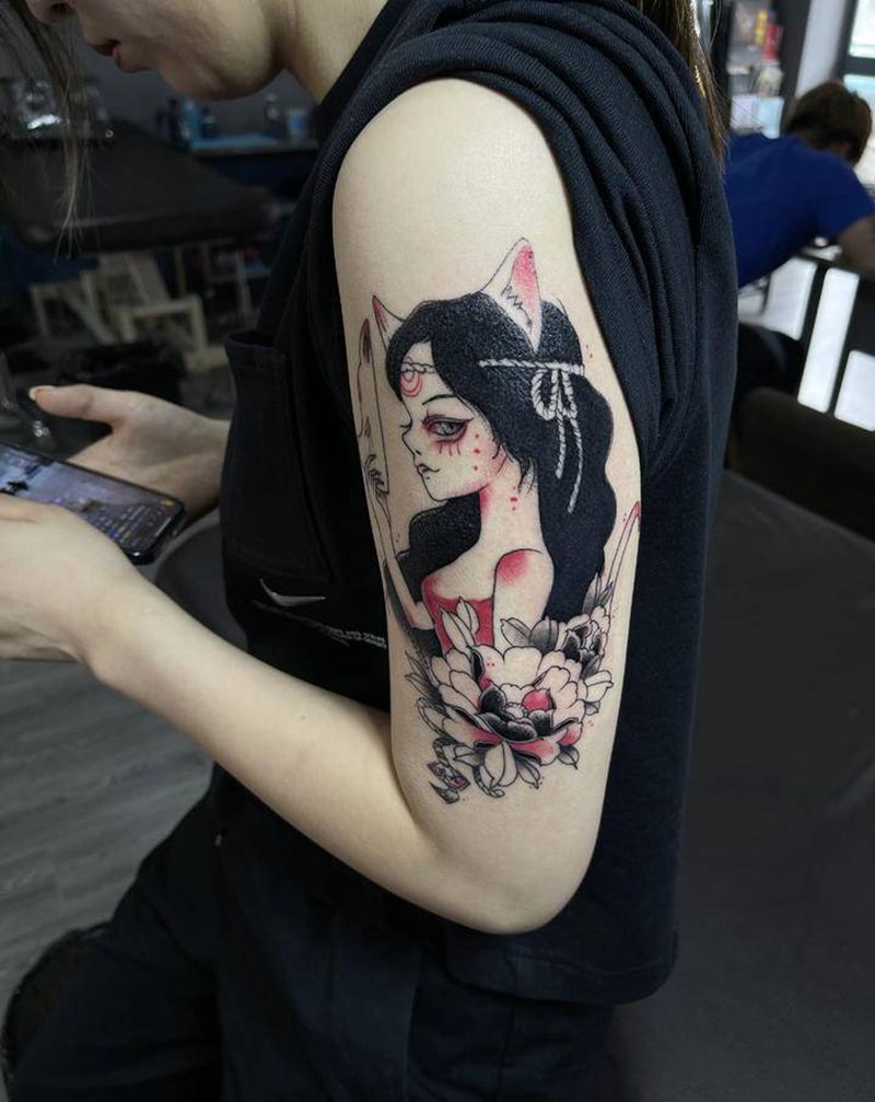 和风女郎纹身图片_手臂新传统纹身图案