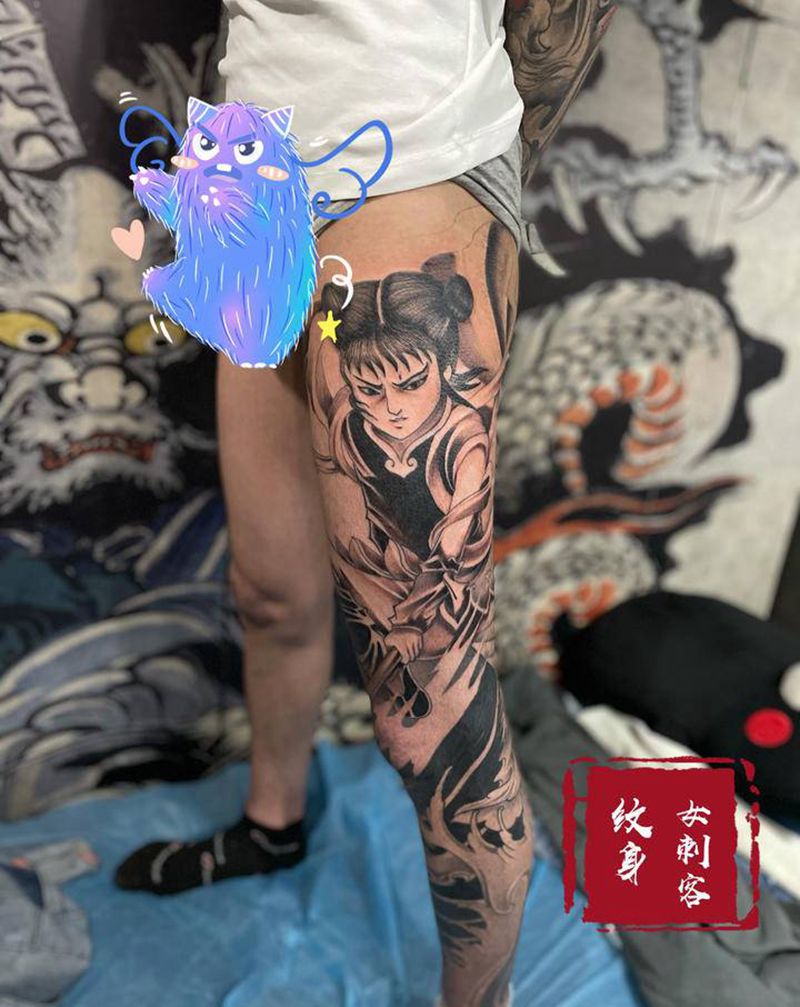 哪吒纹身图片_脚部老传统纹身图案