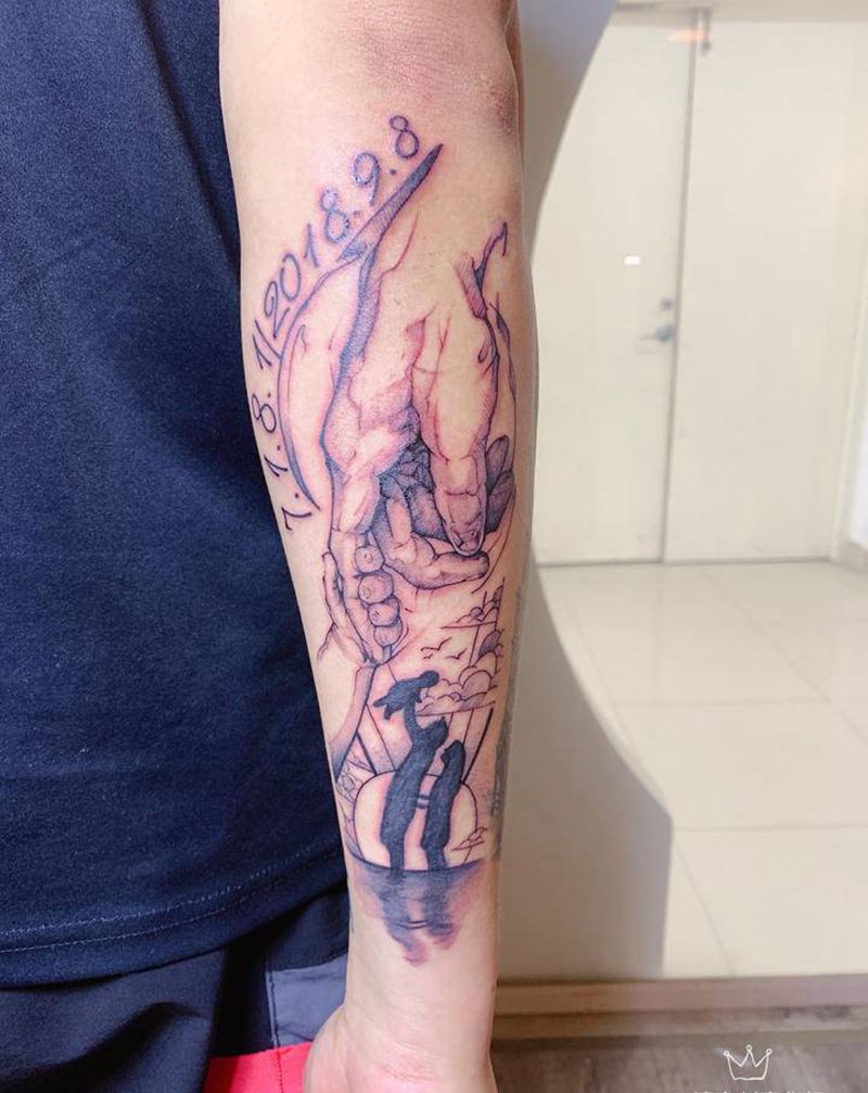 父爱纹身图片_手部点刺纹身图案