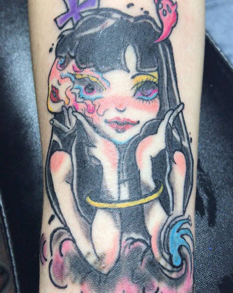 娃娃纹身图片_手臂New School纹身图案