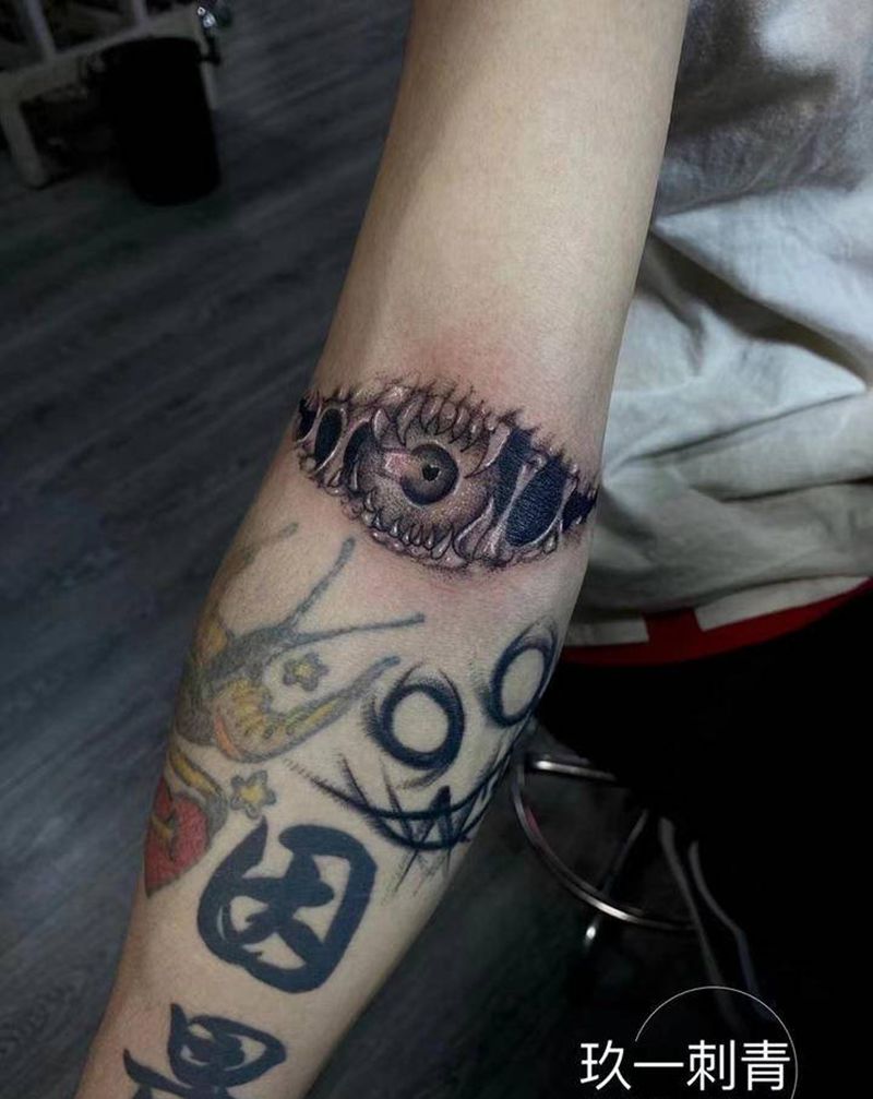 眼纹身图片_手臂欧美写实纹身图案