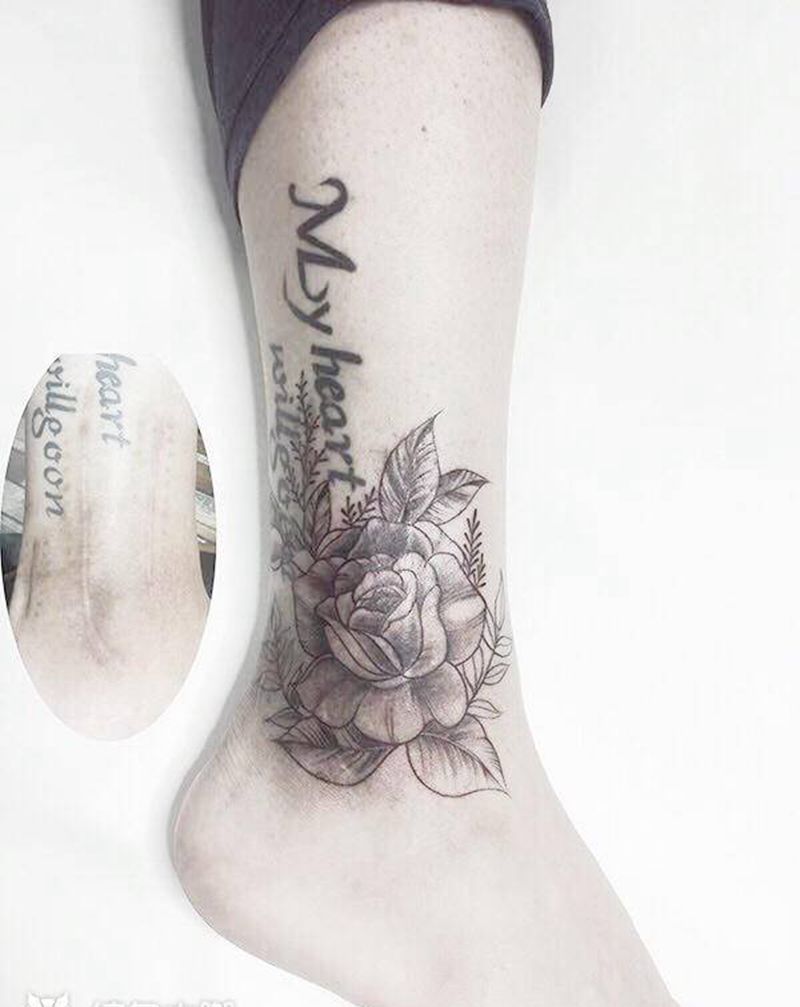 盖个黑色的疤痕纹身图片_脚部点刺纹身图案