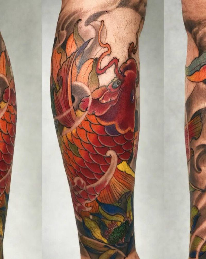 小包腿纹身图片_脚部新传统纹身图案