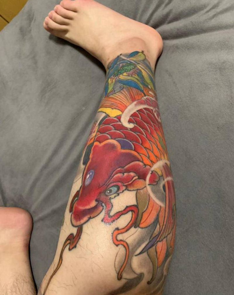 买家秀纹身图片_腿部新传统纹身图案