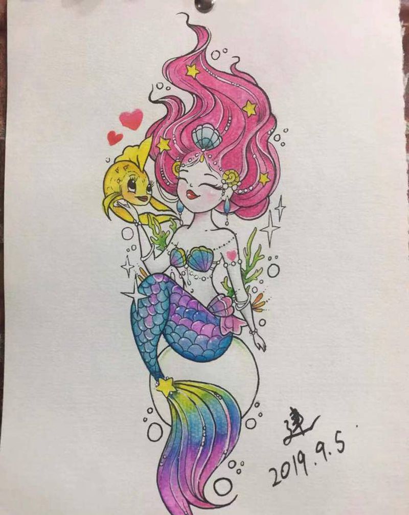 龙影  阿健师傅手稿纹身图片_腿部水彩纹身图案