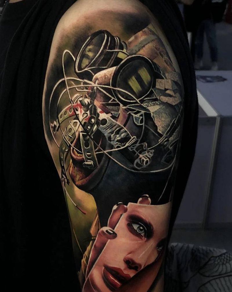 蒸汽punk纹身图片_欧美写实纹身图案