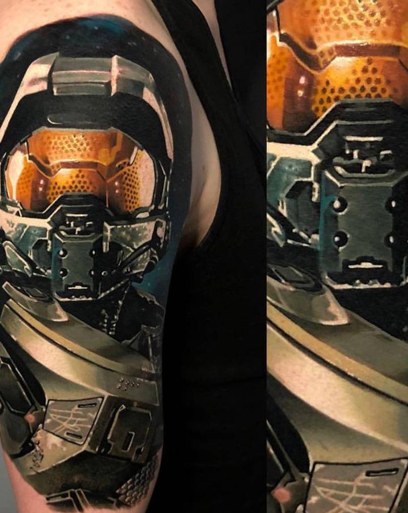 光环纹身图片_手部欧美写实纹身图案