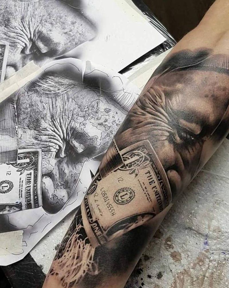 肖像纹身图片_手部欧美写实纹身图案