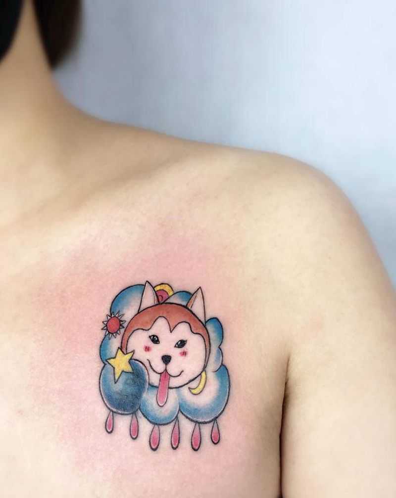 南京的小姐姐组团来扎图纹身图片_胸部Old School纹身图案