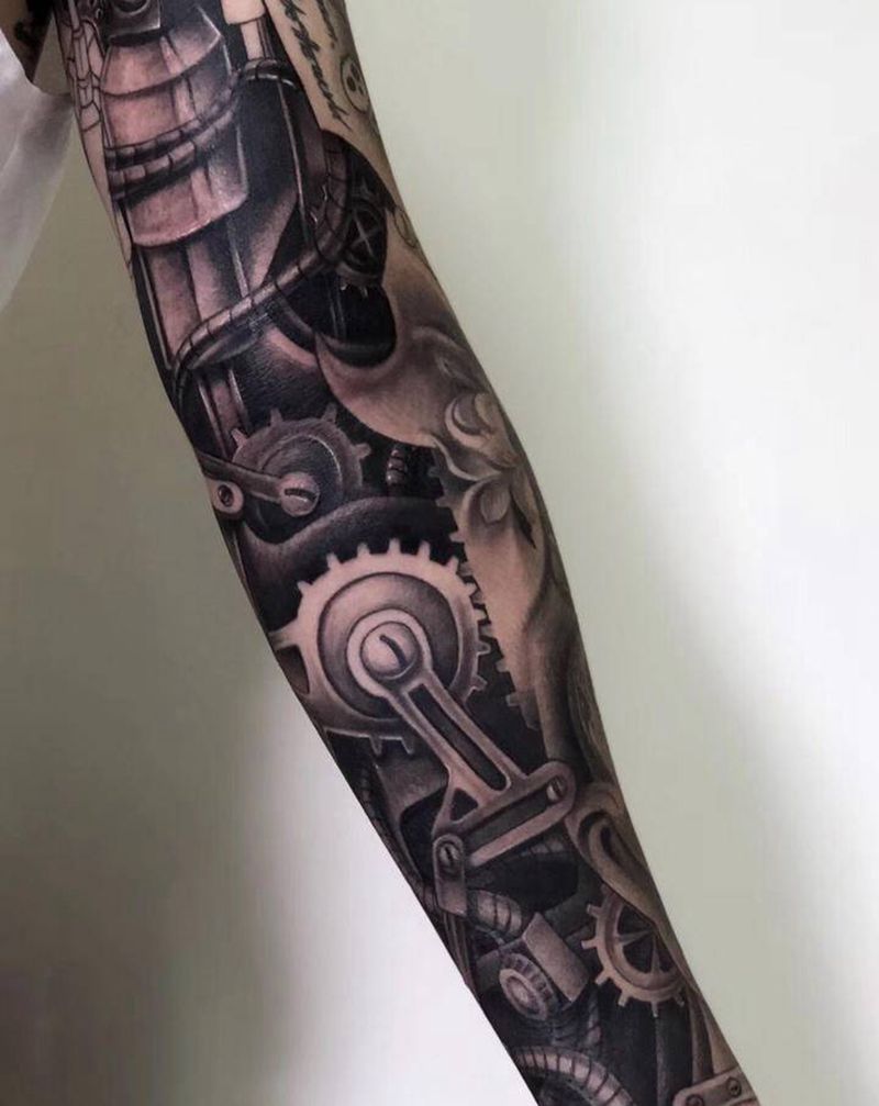 机械臂纹身图片_手臂欧美写实纹身图案