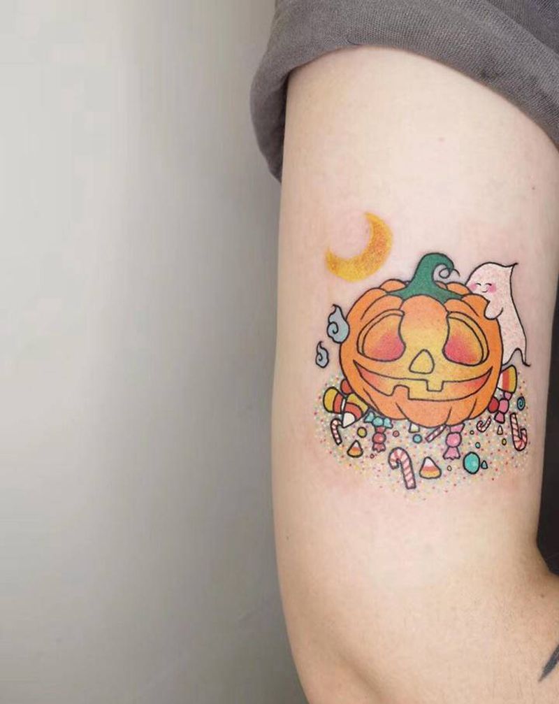 一波小清新纹身图片_手臂腿部水彩点刺纹身图案