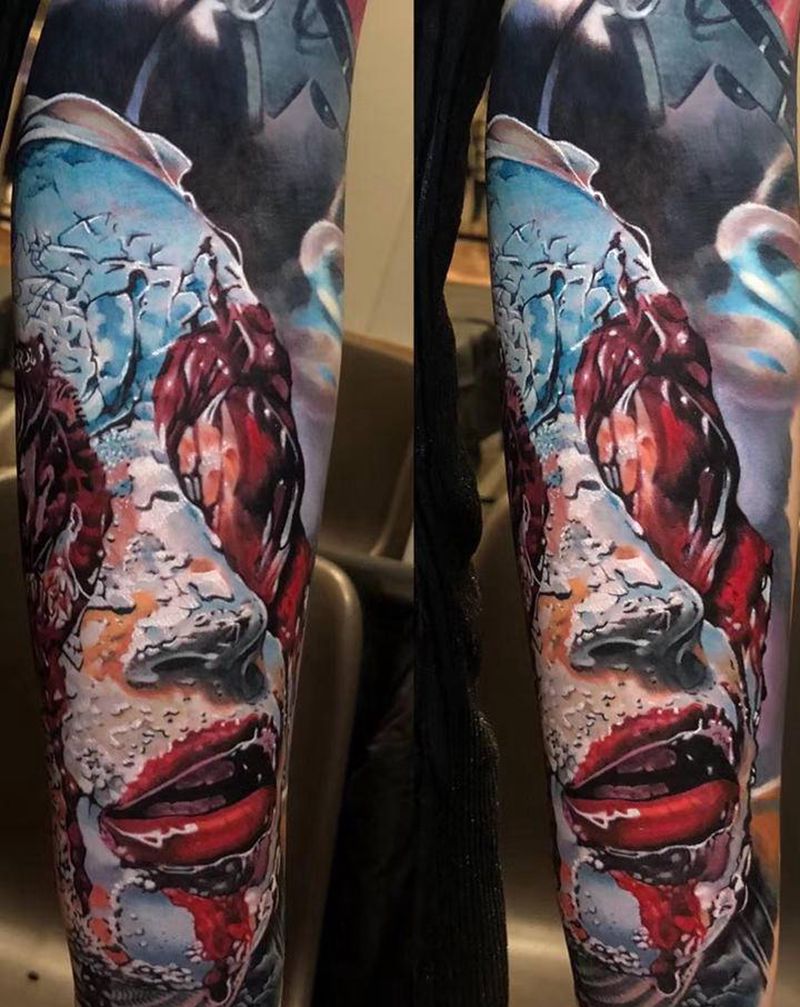 人像纹身图片_手部欧美写实纹身图案