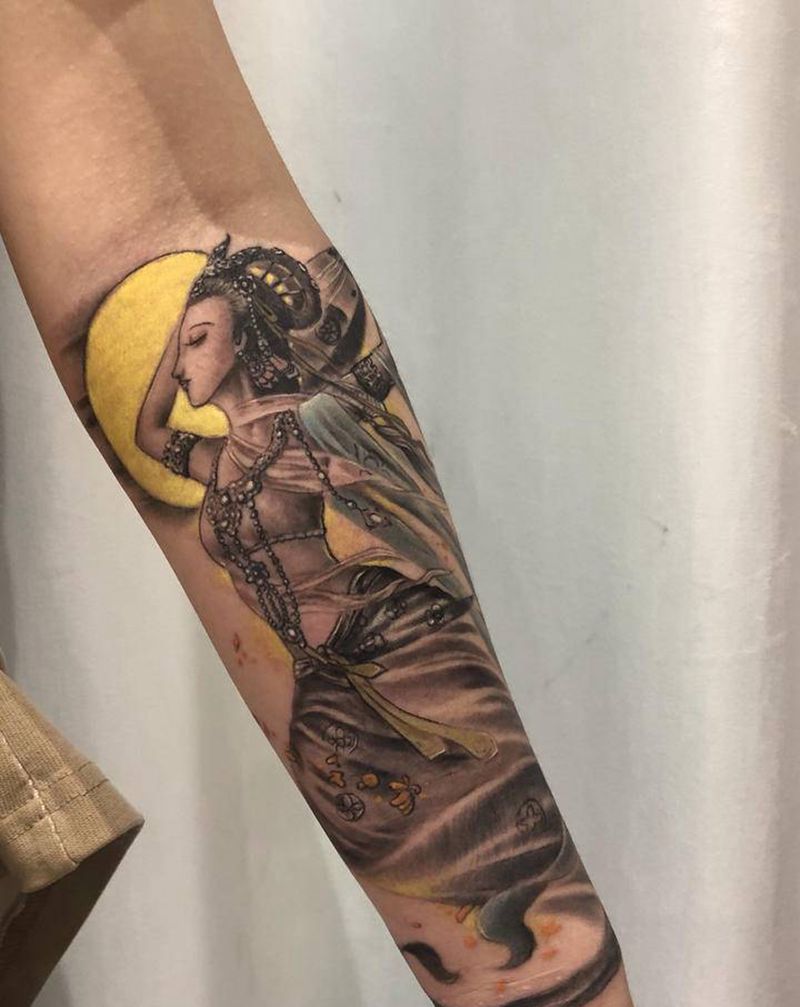 飞天纹身图片_手部新传统纹身图案