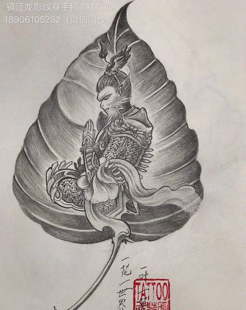 一花一世界 、一叶一菩提纹身图片_脚部手臂新传统点刺纹身图案
