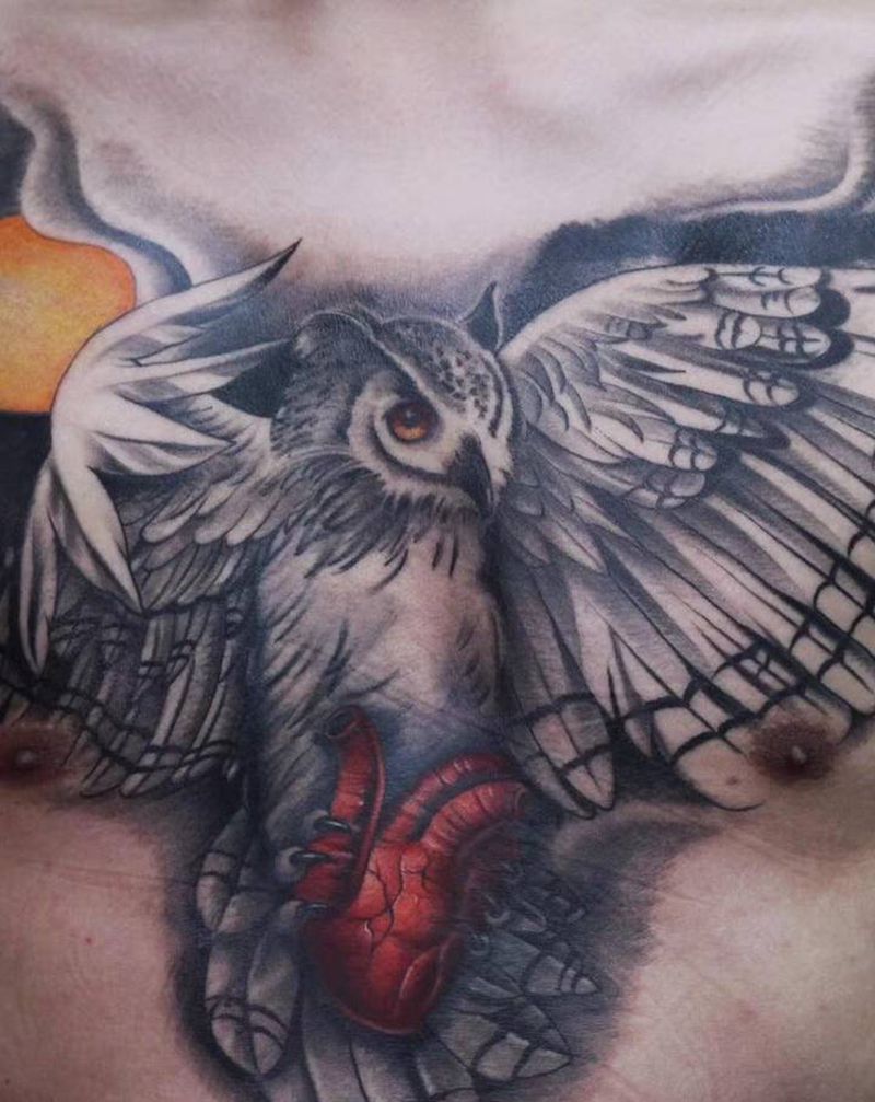 猫儿纹身图片_胸部手臂欧美写实花体字纹身图案