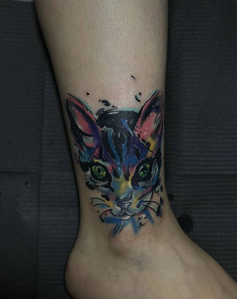 遮盖纹身图片_手部腿部New School水彩遮盖纹身图案