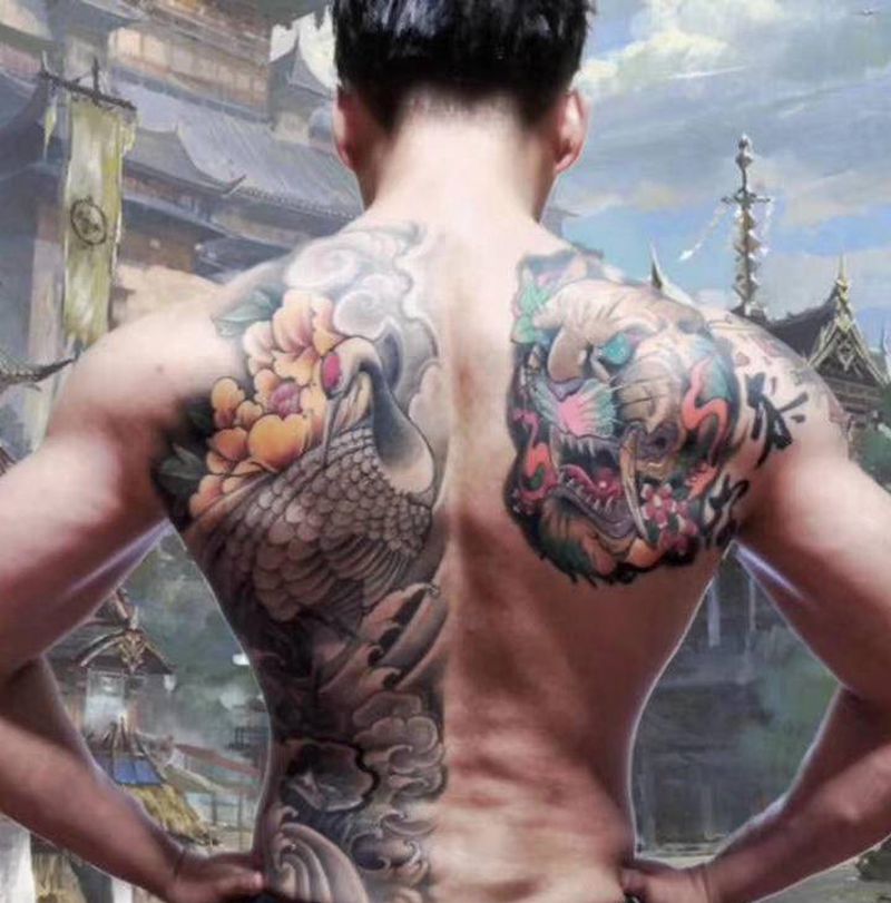 买家秀纹身图片_背部新传统New School纹身图案