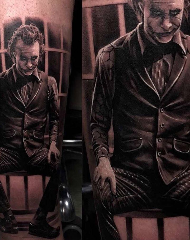 希斯莱杰版 小丑纹身图片_欧美写实纹身图案